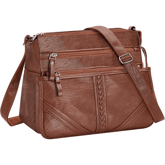 Crossbody Bags For Women Pocketbooks Soft PU Leather Purses and Handbags Multi Pocket Shoulder Bag