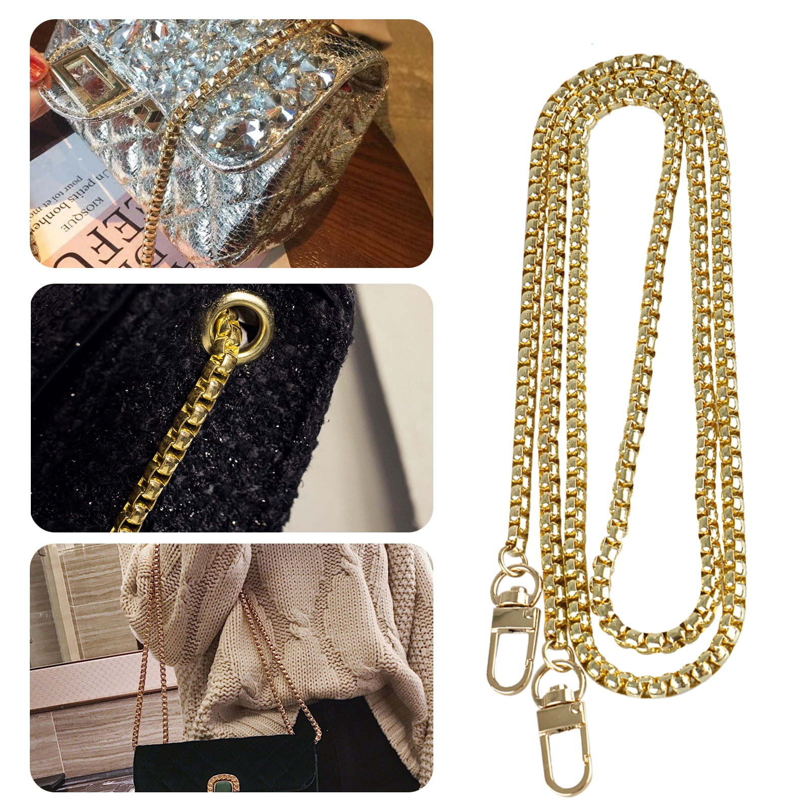 JLFCH DIY Iron Flat Chain Strap Handbag Chains Accessories Purse Straps Shoulder CrossBody Replacement with Metal Buckle 