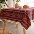thumbnail image 6 of SLYNSHome Cotton Linen Tablecloth, 100x150 cm Printed Tassel Rectangular Table Cover, Washable Decorative Cloth for Dining Table Coffee Table Kitchen Home Decor, 6 of 7