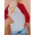 thumbnail image 3 of sweethay Camiseta de manga 3/4 para mujer, blusas de verano con estampado gráfico de letras informales, atuendos superiores para niñas, negro, S Prendas para la parte del cuerpo Rojo METRO sweethay AP003799-07, 3 of 6