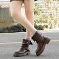 thumbnail image 4 of YTCAMLO Moto Riding Boots for Women Trendy Y2K Round Toe Chunky Low Heel Tall Boots with Zipper Buckle Comfortable Short Biker Boots, 4 of 7