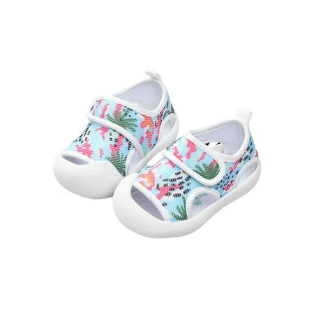 

Daeful Baby Casual Shoes First Walkers Flat Sandals Closed Toe Flats Walking Soft Sole Mesh Beach Summer Sandal Light Blue 5C