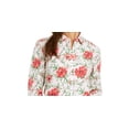thumbnail image 2 of Charter Club Women's Printed Button Front Roll Tab Sleeve Top Pink Size Petite Small, 2 of 3