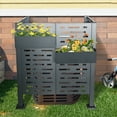 thumbnail image 2 of 3.5x3.5 FT Air Conditioner Fence for Outdoor Units, Metal Privacy Fence Cover with 3 Panels and 2 Small Flower Boxes, Freestanding Install, for Garden, Charcoal, 2 of 8