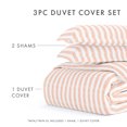 thumbnail image 3 of Noble Linens Blush Puffed Rugged Stripes 3-Piece Duvet Cover Set, King/Cal King, 3 of 12