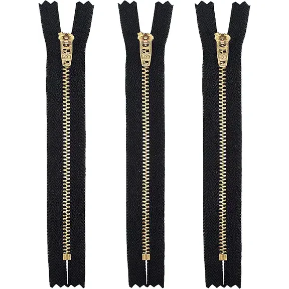 5" YKK Jeans/Pants Brass Zippers #4.5- Black (3 Zippers) ~100% MADE IN USA