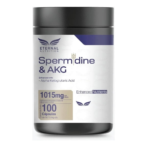 Espermidina 99% + AKG Ácido Alfa Cetoglutárico Eternal Nutrition 100 Cápsulas 1015 mg