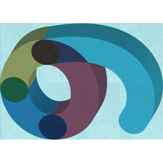 Ahgly Company Indoor Rectangle Patterned Blue Jay Blue Area Rugs, 6' x 9'