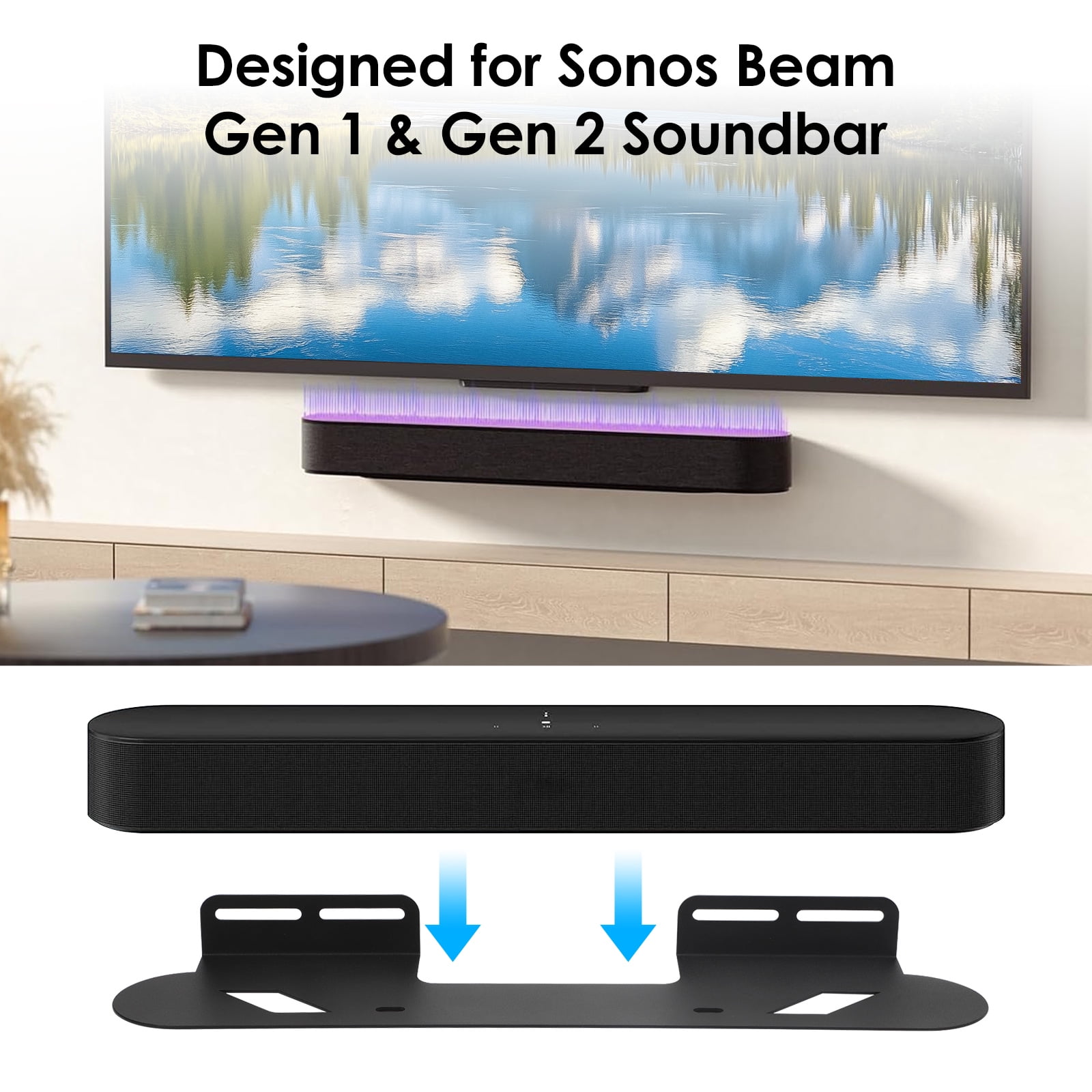 TSV Soundbar Mount Fit for Sonos Beam, Wall Mount Bracket