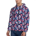 thumbnail image 3 of Kdxio Skull flower blue Print Mens Casual Hooded Collar Drawstring Hoodies Pullover Sweatshirts Casual Long Sleeve Shirts-3X-Large, 3 of 7