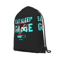 thumbnail image 2 of XMXT Waterproof Gym Bag, Eat Sleep Game Two Color Print Blue Drawstring Backpack for Men, m Black, 2 of 8