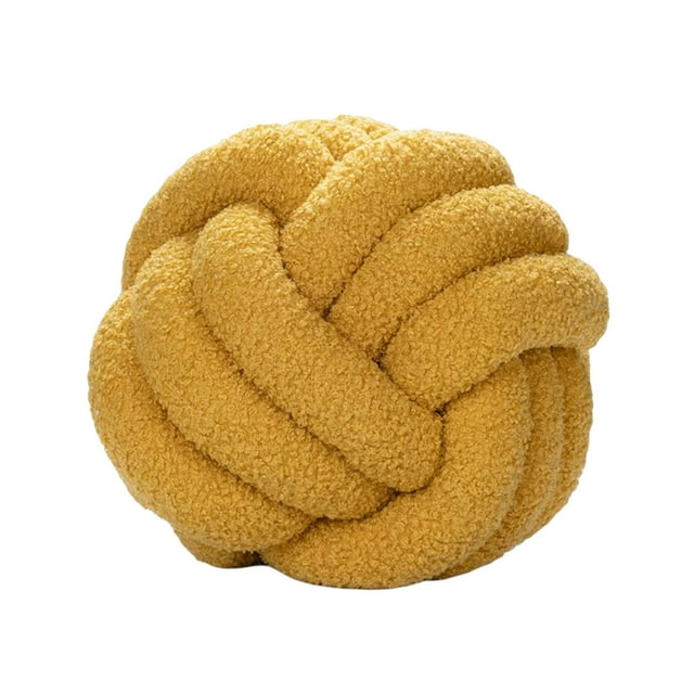 Bola De Nudo De Felpa Almohada Diámetro 22cm Decoración De Habitación Para Sofá Sofá Amarillo