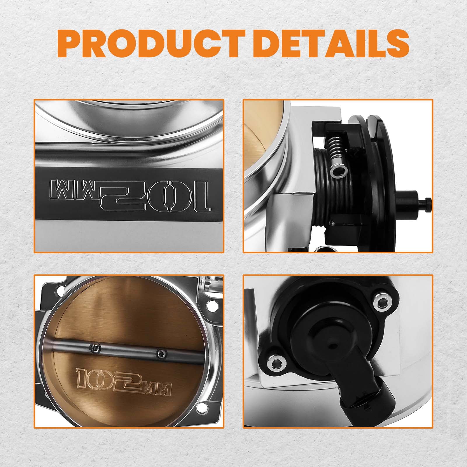 maXpeedingrods 102mm Throttle Body Assembly with TPS IAC Throttle Position Sensor for Chevy LSX LS LS1 LS2 LS7 Silver