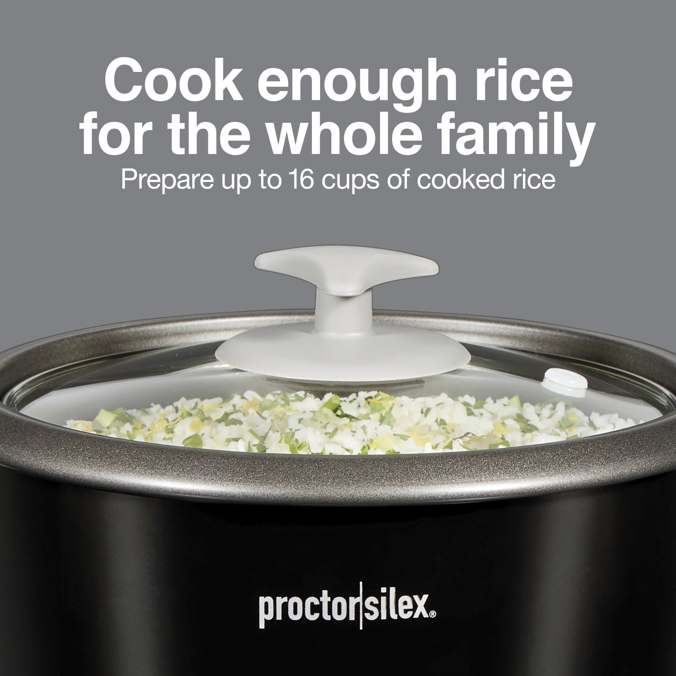 Proctor Silex 16 Cup Rice Cooker & Food Steamer with Steam & Rinse Basket, Black