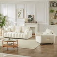 thumbnail image 2 of FFZ 3 Seater + 1 Seater Combo Sofa with Teddy Fabric and 4 Cushions, Beige, 2 of 13