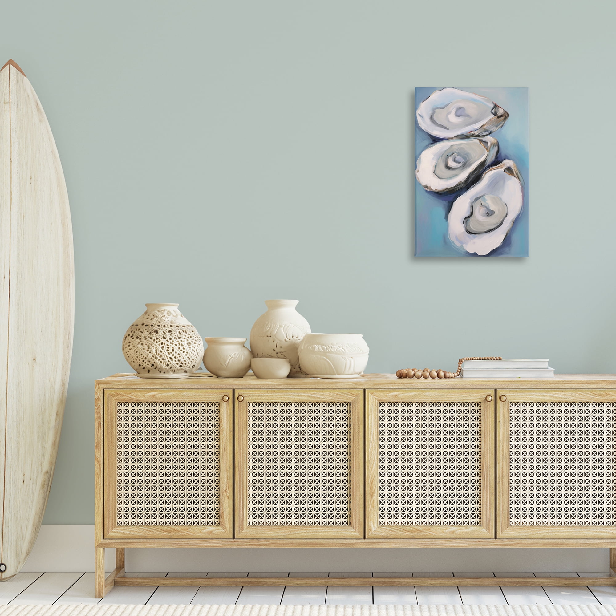 Stupell Industries Oyster Seashell Trio Animals & Insects Painting Gallery Wrapped Canvas Art Print Wall Art, 20 x 30