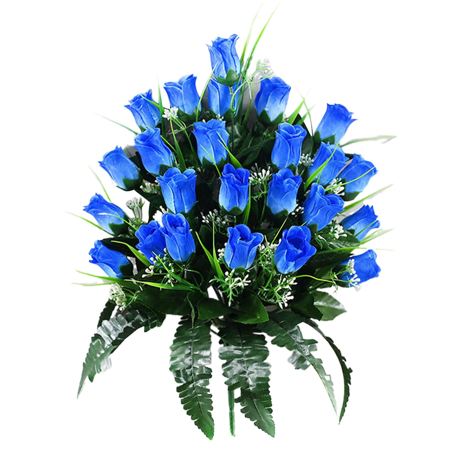 12PCS Artificial Cemetery Flowers - Outdoor Grave Decorations with Rose Bouquets,Saddle Flowers for Headstones - Beautiful Sympathy Arrangements with Vase for Lasting Memorial Decor