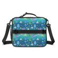 thumbnail image 2 of Colorful Fantasy Creatures UFO Pattern Bento School Insulated Lunch Bag Box with Shoulder Strap and Bottle Holder, 11" X 9.5" X 3.5", 2 of 4