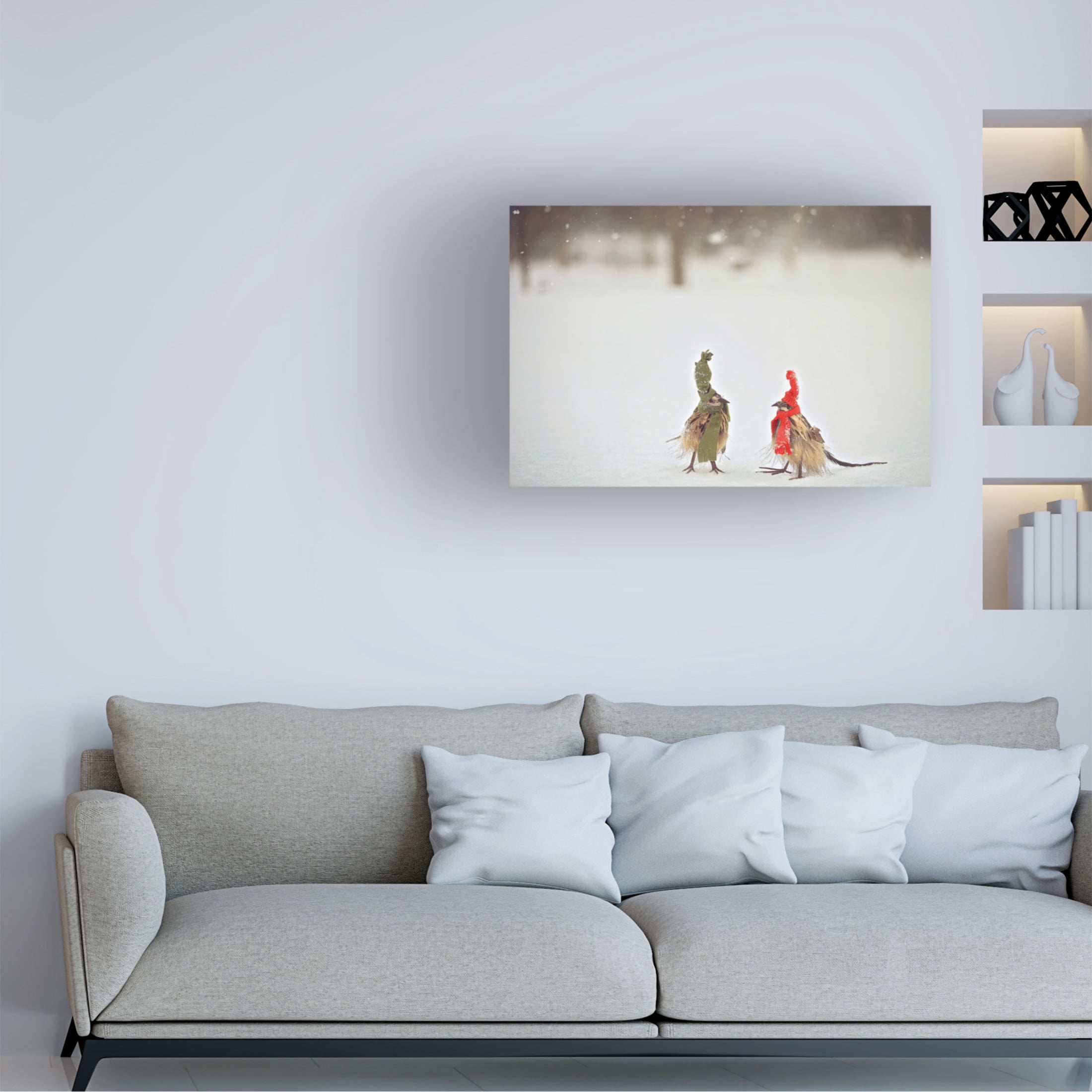 Canvas Wall Art - Carrie Ann Grippo-Pike 'Weathered Feathered Friends' Wall Art for Living Room, Bedroom, or Office Décor by Trademark Fine Art - 19 x 12 Inches