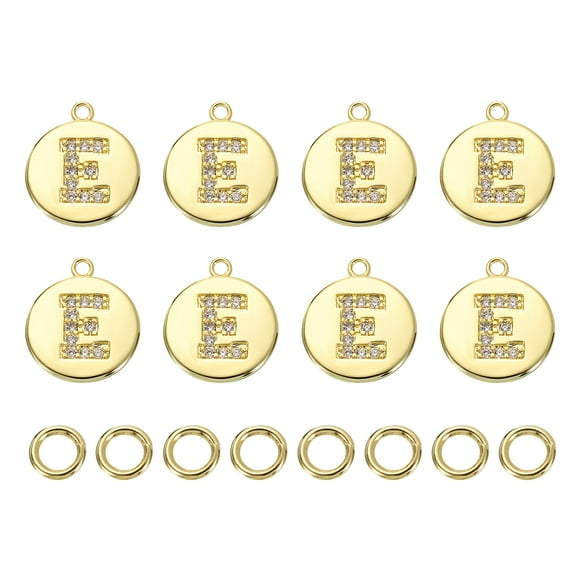 8 Pcs Letter Charm Bulk Initial Charm Round Alphabet Charm Pendant for Necklace Bracelet Earring Jewelry Making Diy, Gold-E