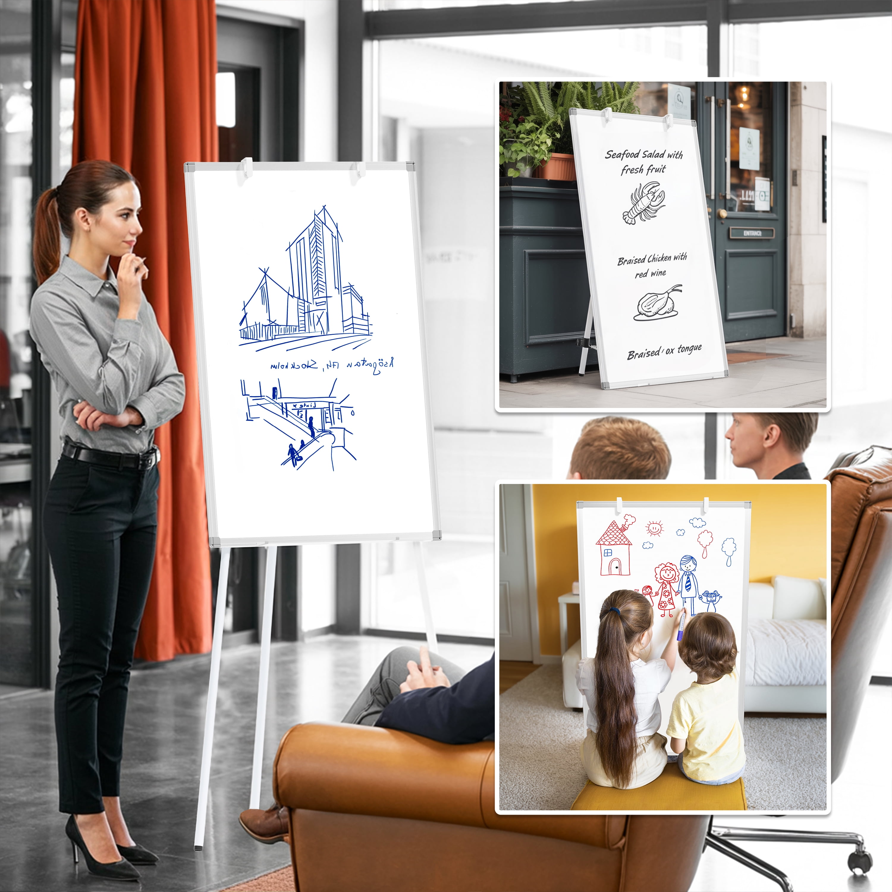 Tooloton 36x24 Inch Magnetic Whiteboard with Adjustable Tripod Stand, Portable Dry Erase Board for Home, Office & School Use