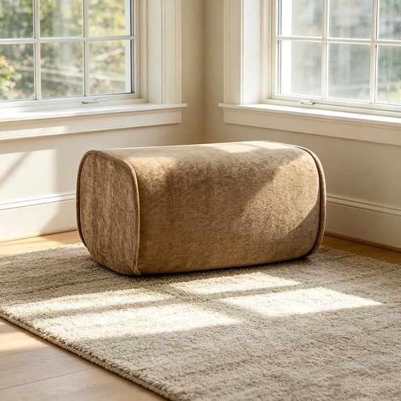AUU Harrison Velvet Ottoman, Upholstered Footstool for Living Room or Bedroom