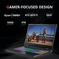 thumbnail image 2 of Acer Nitro 5 15.6" QHD (2560 x 1440) 165Hz Gaming Laptop, AMD Ryzen 7 6800H, 64GB DDR5 RAM, 4TB SSD, NVIDIA GeForce RTX 3070Ti, 4-Zone RGB Keyboard, Wi-Fi 6, Win 11 Pro, Black, 32GB Hotface USB Card, 2 of 9