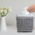 thumbnail image 3 of nu steel Beaded Heart Resin Decorative Square Facial Tissue Box Cover Holder for Bathroom Vanity Countertops, Bedroom Dressers, Night Stands, Desks and Tables - Chrome, 3 of 4