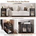 thumbnail image 5 of Aufeile Narrow Nightstands for Bedroom Set of 2 with Charging Station, Slim Fluted Night Stands with Drawer & Open Shelf, Small Wood Bedside Tables for Small Spaces, Black, 5 of 10