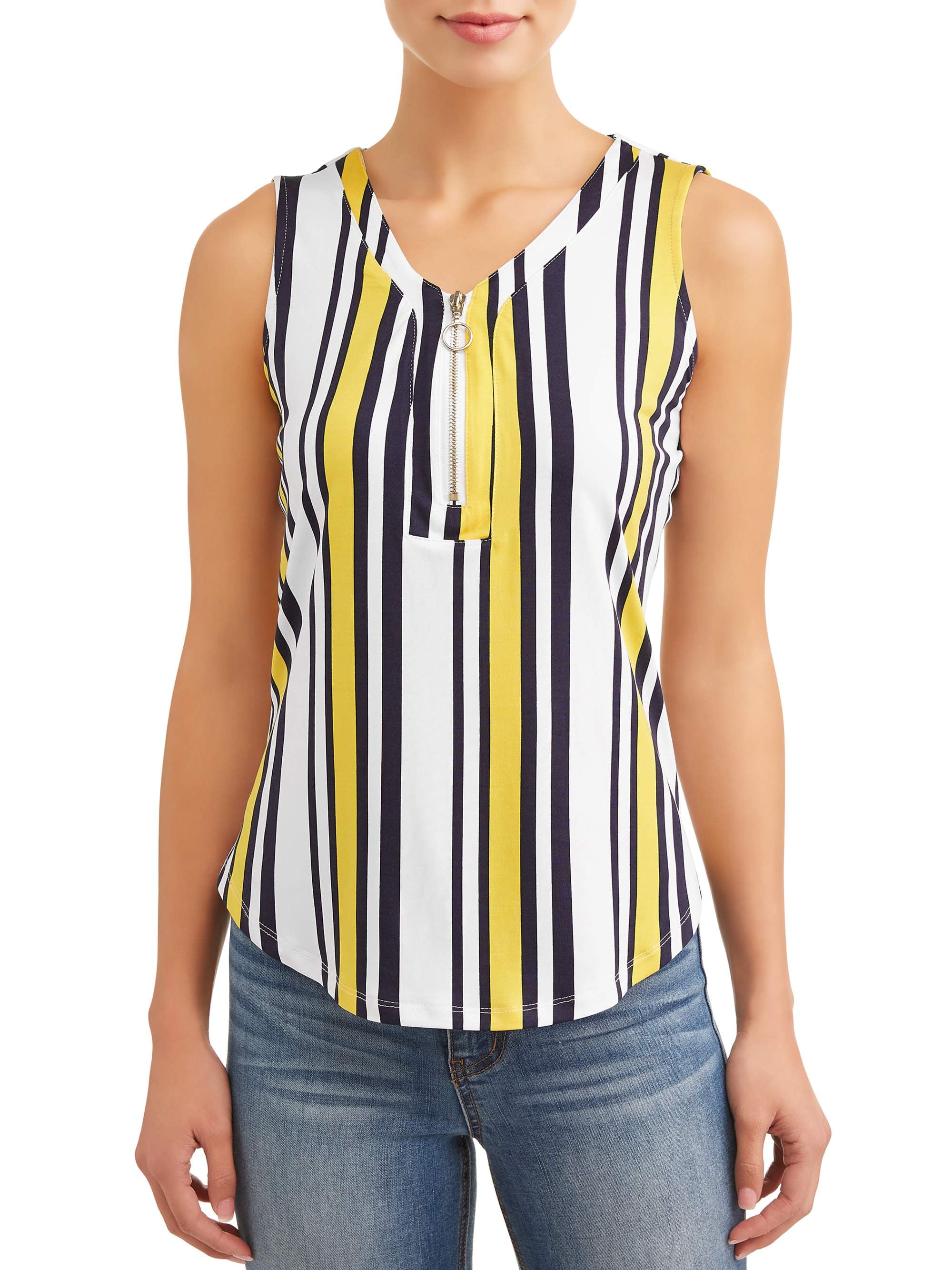 Alison Andrews Women's Zipper Henley Sleeveless Popover