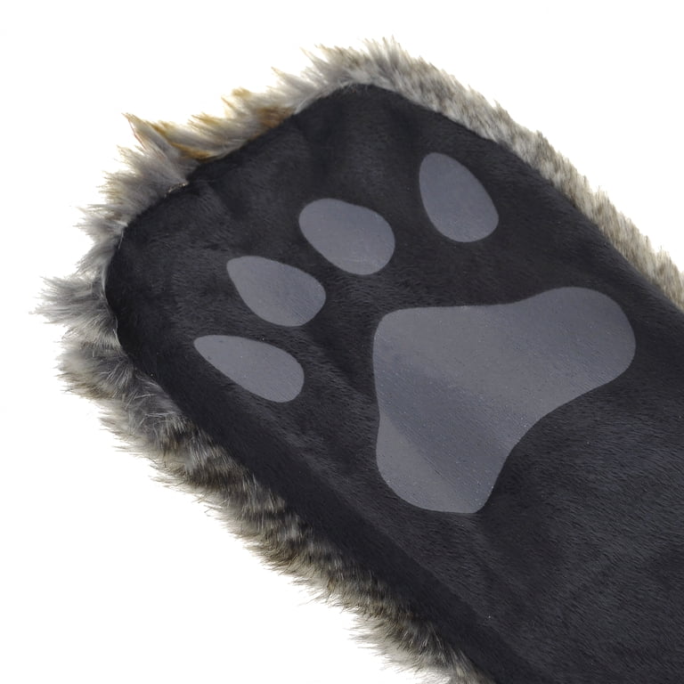 Animal Hat Hood Scarf with Paws Mittens Attached Winter Cap 