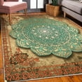 thumbnail image 3 of Ethnic Decorative Rug, Mystic Mandala Culture Karma Calmness and Harmony Boho Design, Quality Carpet for Bedroom Dorm and Living Room, 6 Sizes, Turquoise Ecru, by Ambesonne, 3 of 4