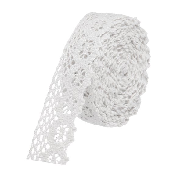 Unique Bargains Lace Trim Ribbon 10 Yards 1 Inch Cotton Elastic Trim for Craft,Gift Wrappers,Headbands,White Style 11