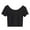 Black, variant on Women Sexy Scoop Neck Crop Tops Short Sleeve Bare Midriff Casual Blouse T-Shirt