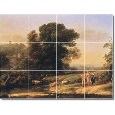 Ceramic Tile Mural-Claude Lorrain Landscapes Painting 180. 17" w x 12.75" h using (12) 4.25 x 4.25 ceramic tiles