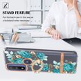 thumbnail image 2 of Compatible for Motorola Moto G Pure/Moto G Power 2022 Case with Ring Kickstand Holder Clear Floral Pattern Hybrid PC TPU Shockproof Protective Phone Case Cover for Women Girls, Green Flower, 2 of 5