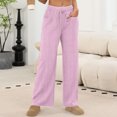 thumbnail image 2 of Women's Pants, Solid Color Striped Stretch Waist Straight Leg Trousers, 2 of 9