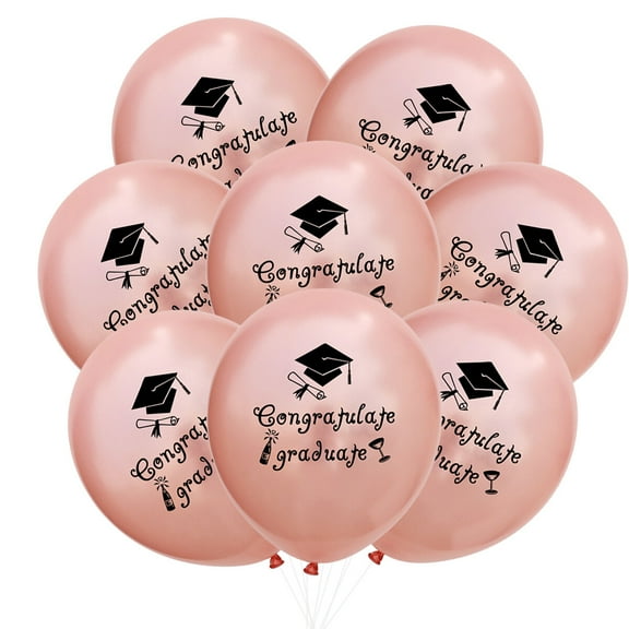 20 Pcs 12 Inch Party Balloons Congratulate Graduate Letter Ballons Inflatable Balloons for Graduation Party Decoration (Rose Gold)