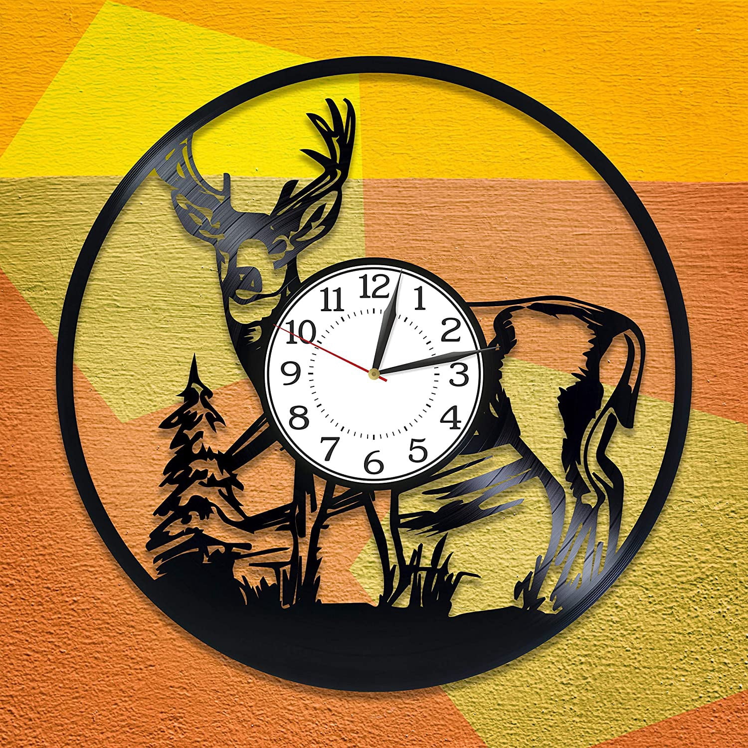 Deer Wall Clock for Man and Woman Animal Original Home Decor Deer Vinyl ...