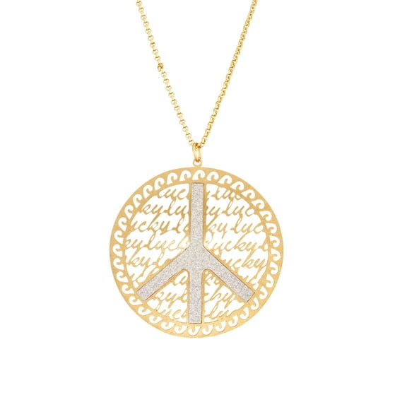 X & O 14KT Gold Plated Lucky Peace Necklace with Crystal