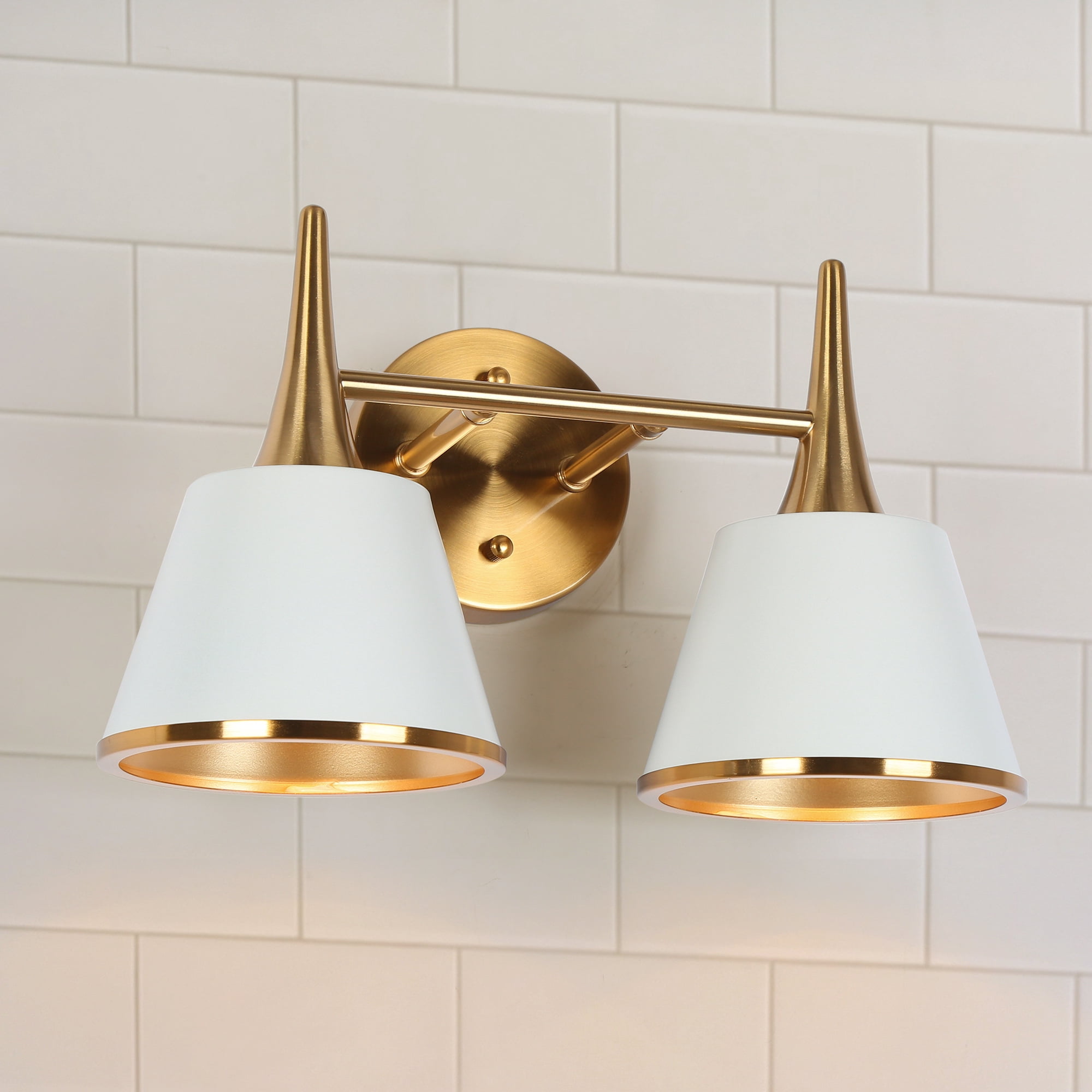 LNC Idaikos 14-in 2-Light Matte Gold LED Modern/Contemporary Vanity Light Bar