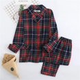 thumbnail image 3 of Cárdigan de manga larga de franela cepillada de algodón para mujer, ropa a cuadros con pantalón largo, conjuntos de dos piezas para mujer, Otoño e Invierno, 3 of 4