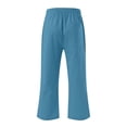 thumbnail image 4 of Pantalones capris de lino para mujer, casual, verano, D01, azul oscuro, XXXXL, 4 of 5