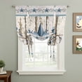 thumbnail image 2 of Texas Star Navy Blue Tie Up Curtains for Windows, Adjustable Balloon Window Shades, Farmhouse Vintage Art Wooden Kitchen Window Treatments Farmhouse Short Curtains with Rod Pocket 42"x45", 2 of 8