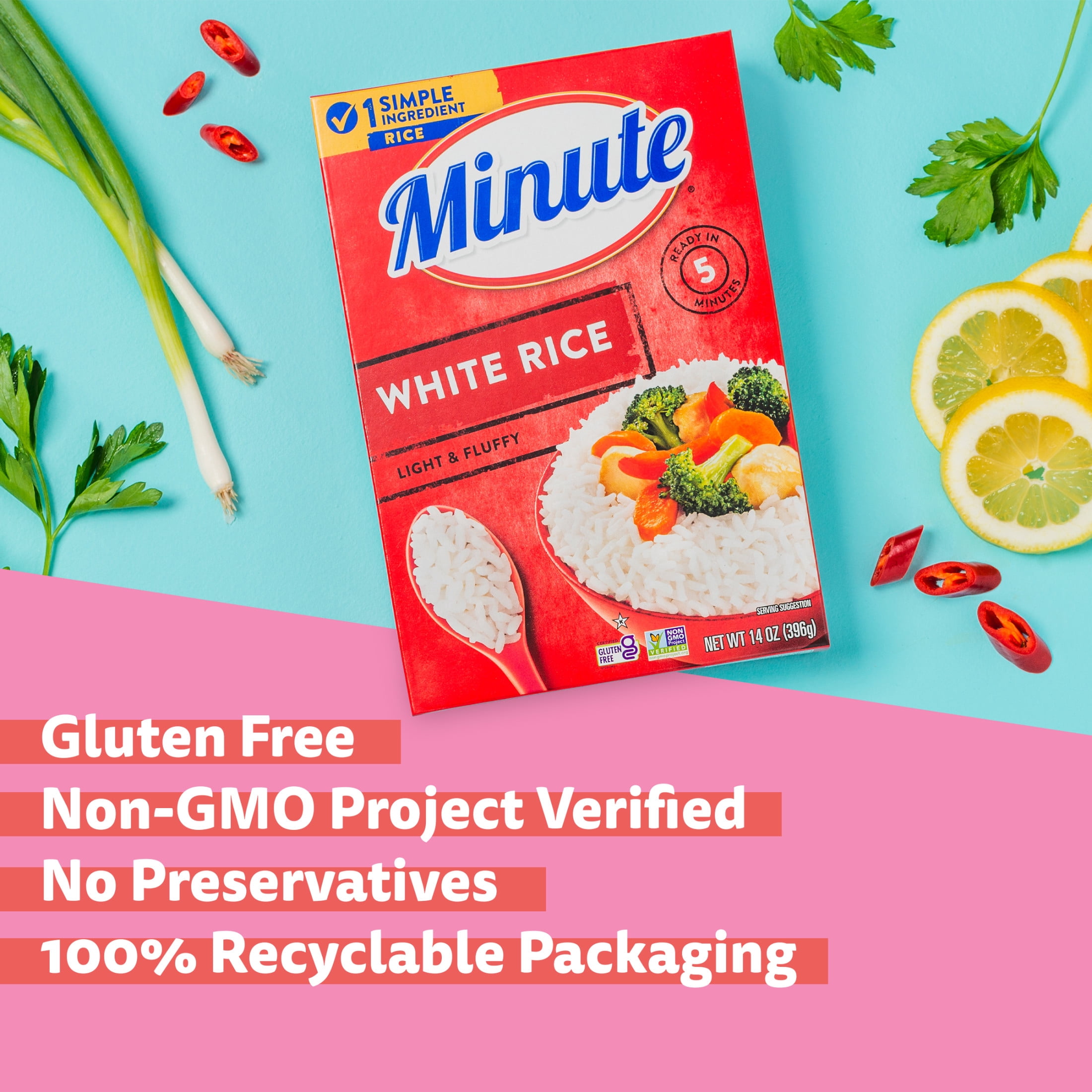 Minute Instant White Rice, Light and Fluffy, Gluten Free, 14 oz