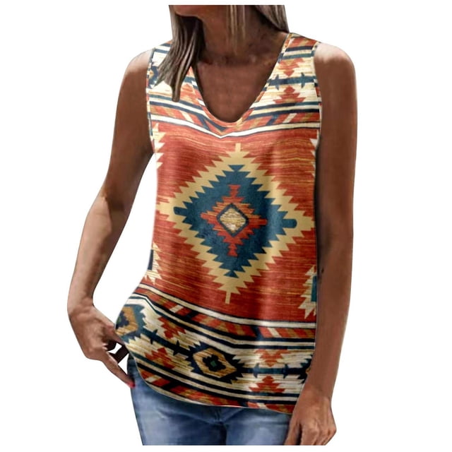 Chaleco estampado a la moda para mujer, camiseta holgada sin mangas con cuello redondo, blusa Pompotops lopia991053