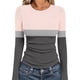 thumbnail image 2 of RKSTN Women's Ribbed Knitted T Shirts Oversized Crewneck Striped Print Slim Long Sleeve Pullover Shirt Top Womens Casual Plus Size Round Neck Printed Stretch Loose Comfy Tee Fall Spring Clothes, 2 of 7