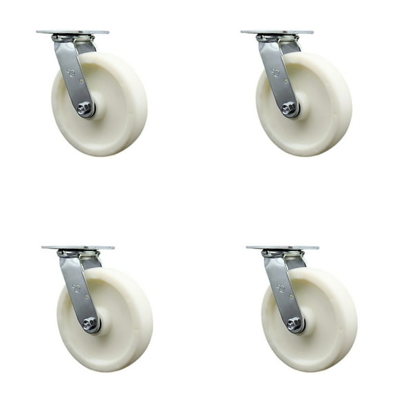 8 Inch Nylon Swivel Caster Set with Ball Bearing and Swivel Lock Service Caster