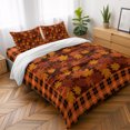 thumbnail image 5 of Thanksgiving Fall 4 Piece Bedding Set, Maple Leaf Orange Retro Plaid Texture Twin Size Duvet Cover Set with Zipper Closure & Corner Ties Soft Breathable Comforter Cover for Bedroom, 5 of 9