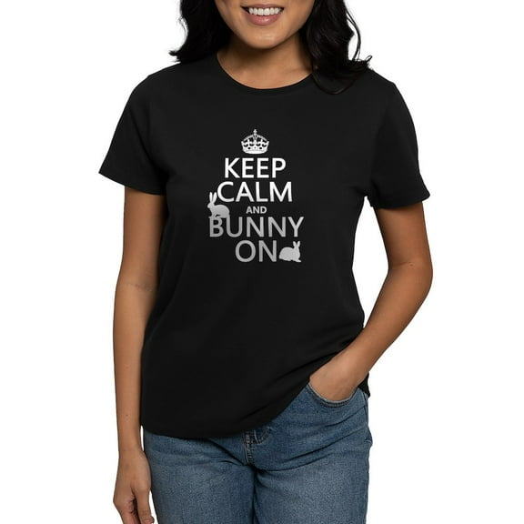 CafePress - Keep Calm And Bunny On T Shirt - Women's Traditional Fit Dark T-Shirt